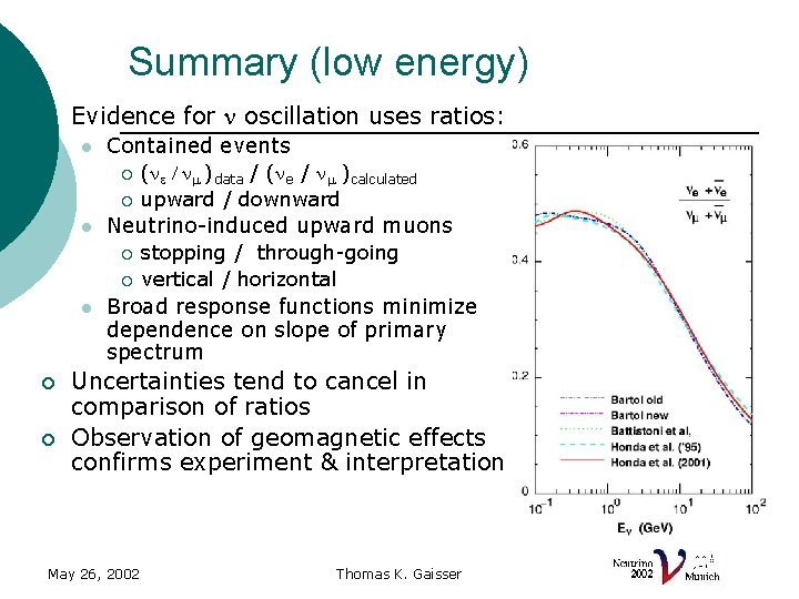 Summary (low energy) ¡ Evidence for n oscillation uses ratios: l Contained events ¡