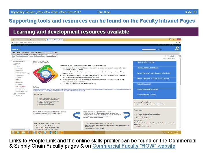Capability Review_Why Who What When How 2017 Tata Steel Slide 13 Supporting tools and
