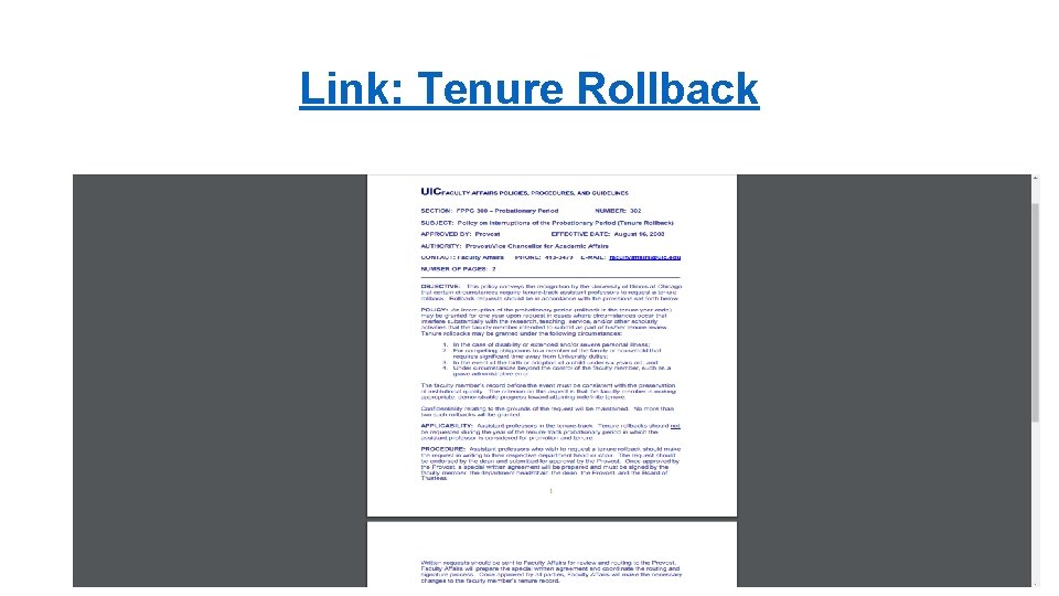 Link: Tenure Rollback 