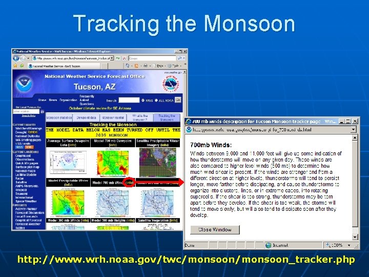 Tracking the Monsoon http: //www. wrh. noaa. gov/twc/monsoon_tracker. php 