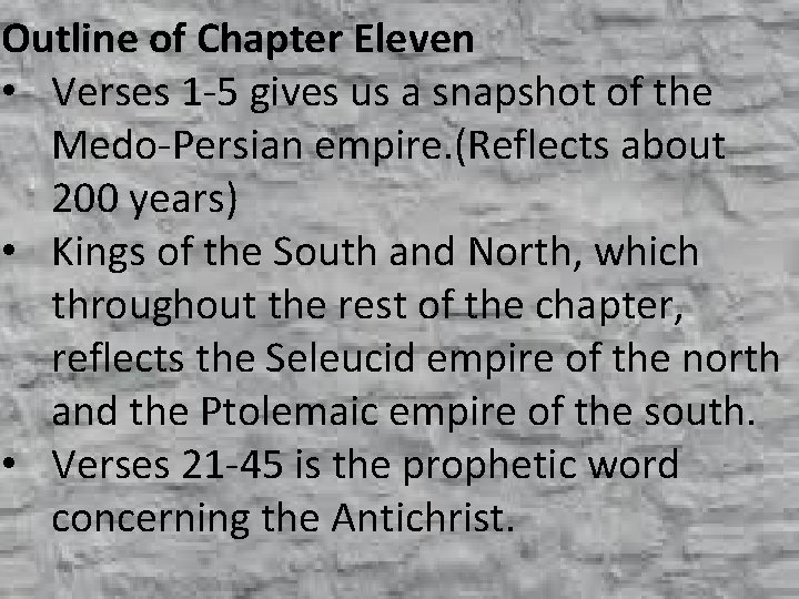 Outline of Chapter Eleven • Verses 1 -5 gives us a snapshot of the
