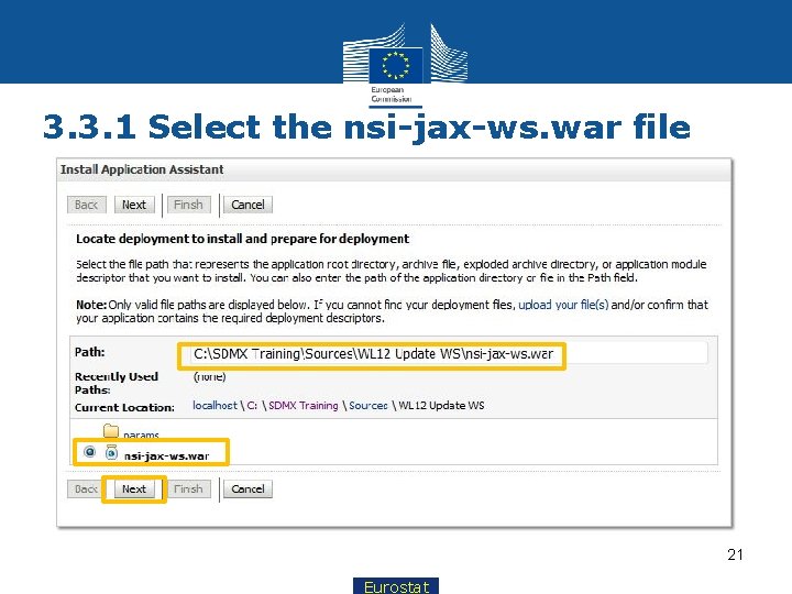 3. 3. 1 Select the nsi-jax-ws. war file 21 Eurostat 