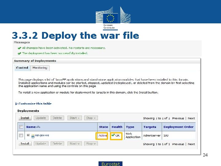 3. 3. 2 Deploy the war file 24 Eurostat 