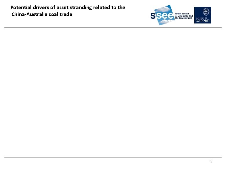 Potential drivers of asset stranding related to the China-Australia coal trade 5 
