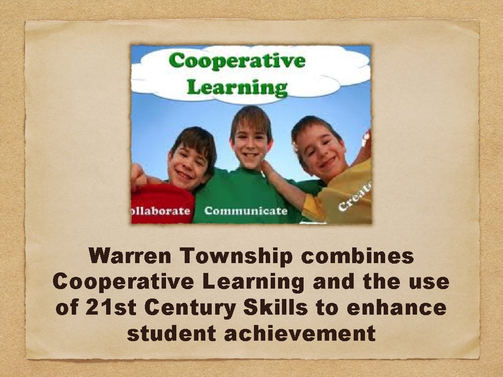 Warren Township combines Cooperative Learning and the use of 21 st Century Skills to