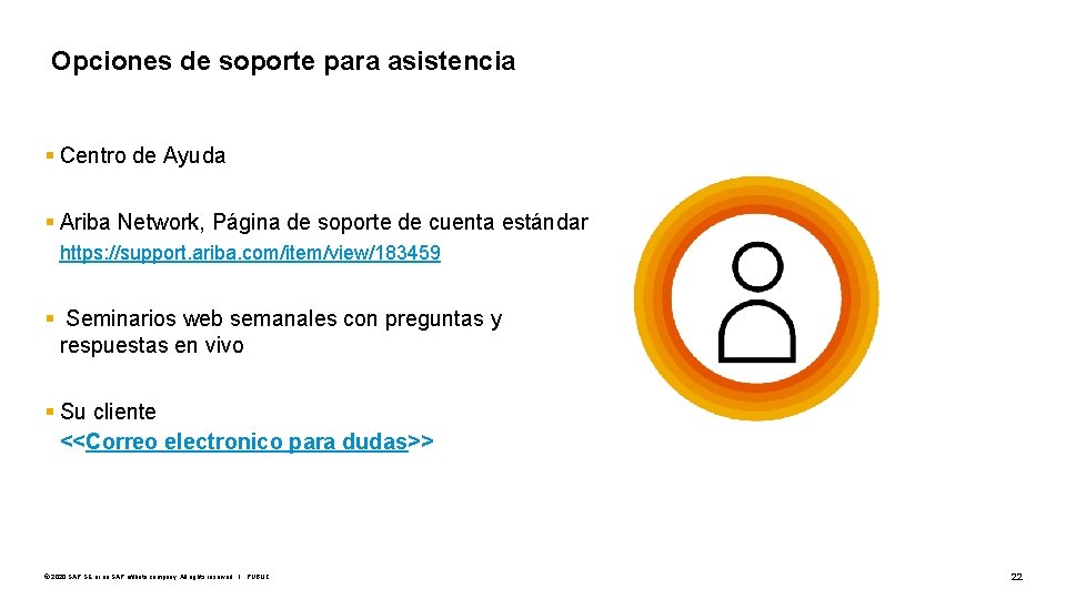 Opciones de soporte para asistencia § Centro de Ayuda § Ariba Network, Página de