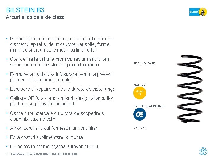 BILSTEIN B 3 Arcuri elicoidale de clasa • Proiecte tehnice inovatoare, care includ arcuri