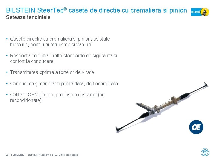 BILSTEIN Steer. Tec® casete de directie cu cremaliera si pinion Seteaza tendintele • Casete