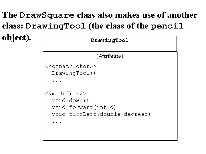 The Draw. Square class also makes use of another class: Drawing. Tool (the class