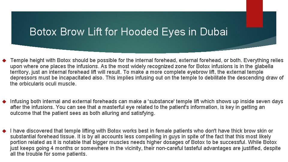 Botox Brow Lift for Hooded Eyes in Dubai Temple height with Botox should be