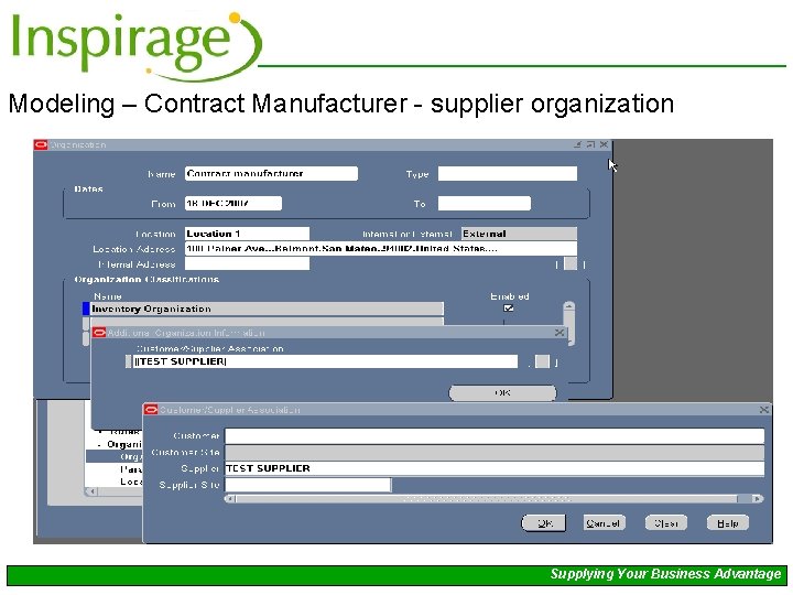 Modeling – Contract Manufacturer - supplier organization Supplying Your Business Advantage 