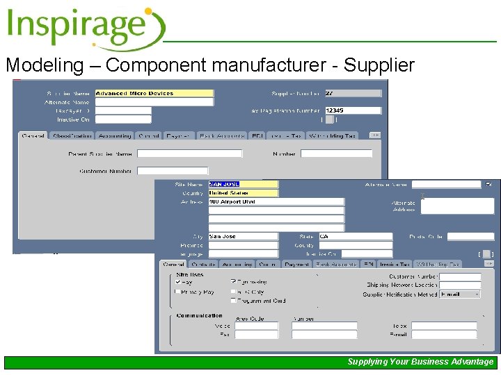Modeling – Component manufacturer - Supplier Supplying Your Business Advantage 