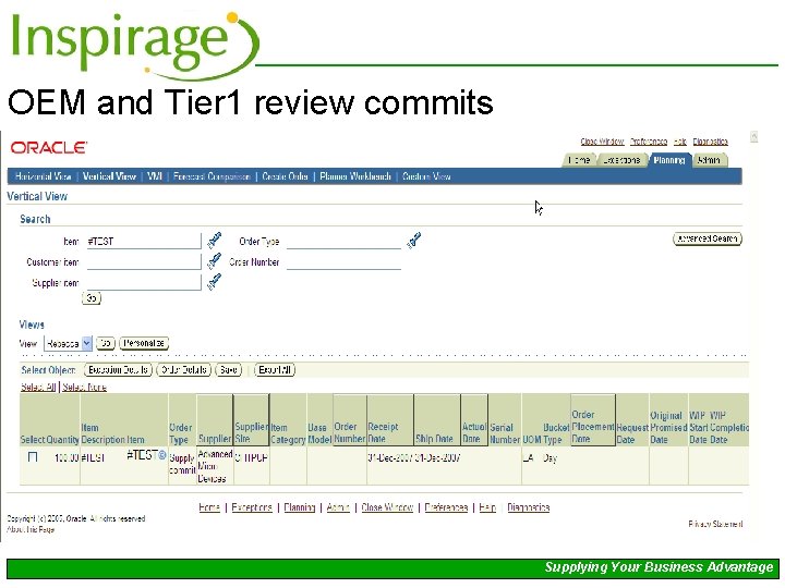 OEM and Tier 1 review commits Supplying Your Business Advantage 