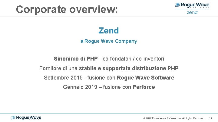 Corporate overview: Zend a Rogue Wave Company Sinonimo di PHP - co-fondatori / co-inventori
