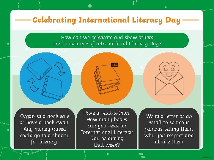 Celebrating International Literacy Day How can we celebrate and show others the importance of