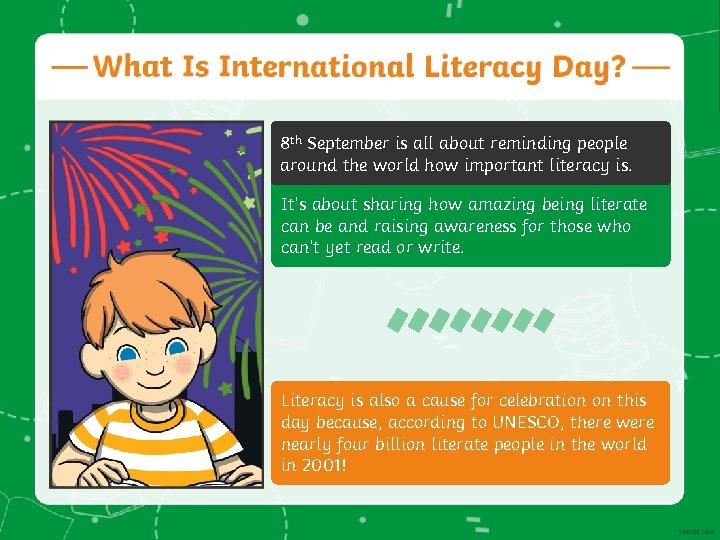 8 th September is all about reminding people around the world how important literacy
