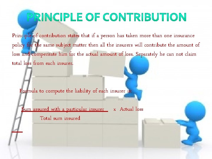 Principle of contribution states that if a person has taken more than one insurance