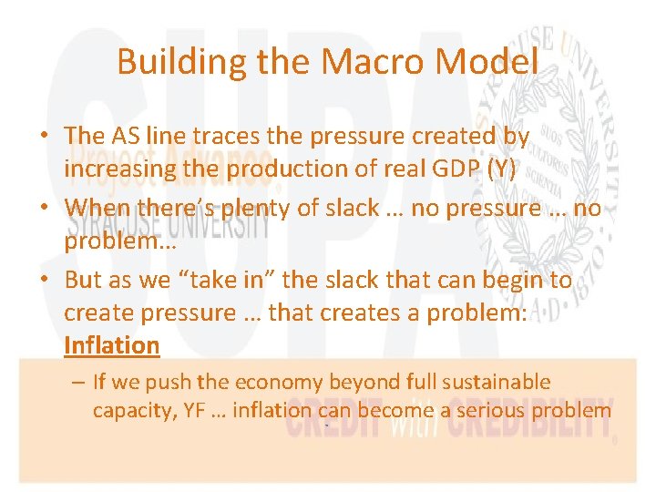Building the Macro Model • The AS line traces the pressure created by increasing