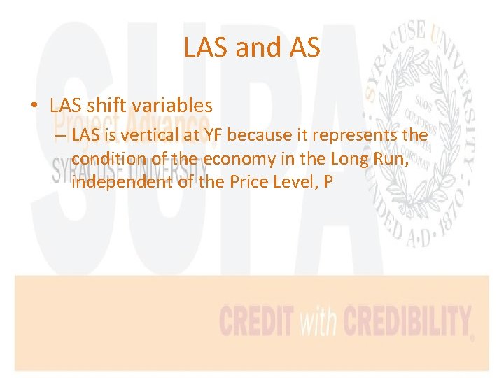 LAS and AS • LAS shift variables – LAS is vertical at YF because