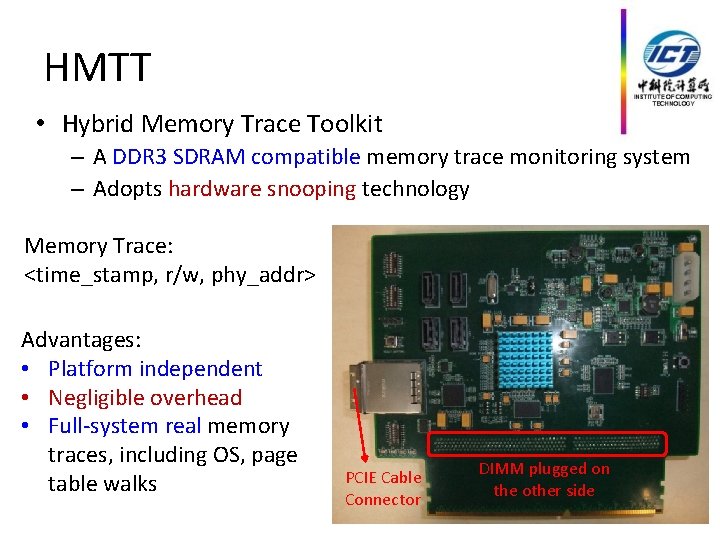 HMTT • Hybrid Memory Trace Toolkit – A DDR 3 SDRAM compatible memory trace
