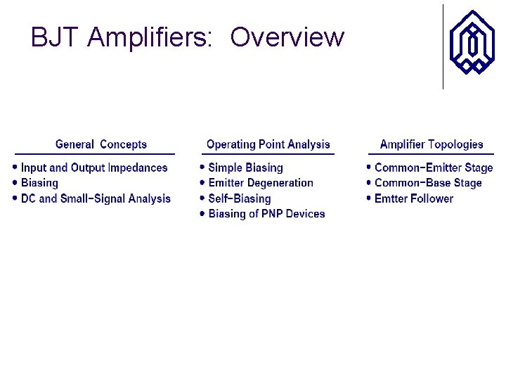 BJT Amplifiers: Overview 