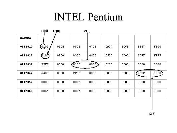 INTEL Pentium r 1[0] r 2[0] r 3[0] Adresa 0012012 0102 0304 0506 0708