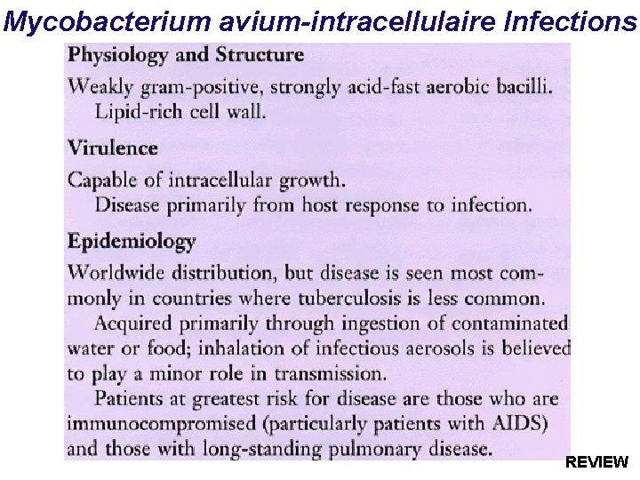 Mycobacterium avium-intracellulaire Infections REVIEW 