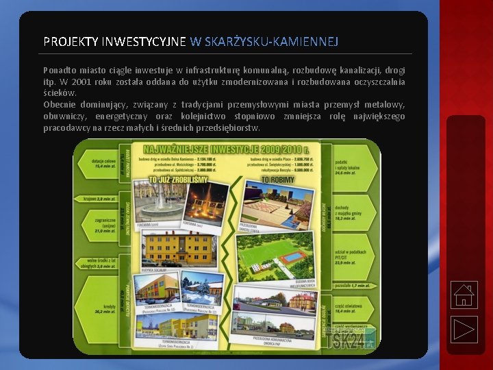 PROJEKTY INWESTYCYJNE W SKARŻYSKU-KAMIENNEJ Ponadto miasto ciągle inwestuje w infrastrukturę komunalną, rozbudowę kanalizacji, drogi