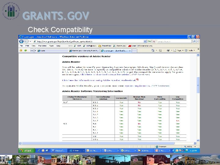 GRANTS. GOV Check Compatibility 