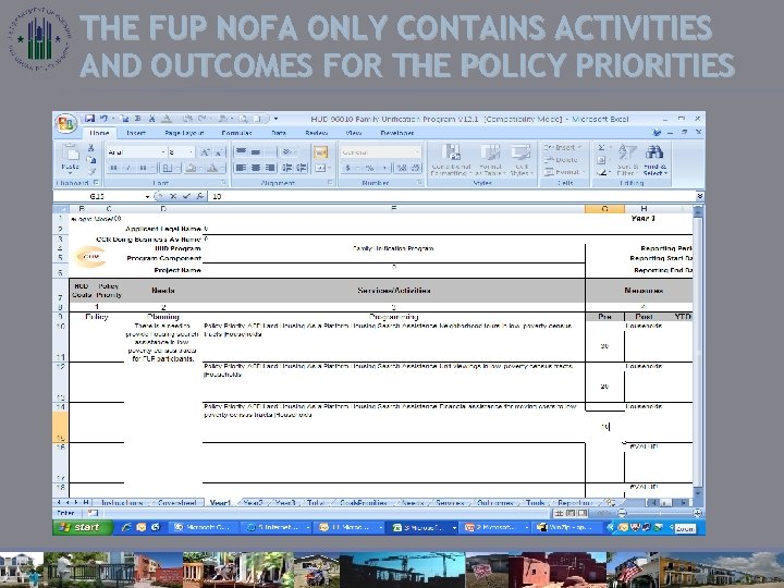 THE FUP NOFA ONLY CONTAINS ACTIVITIES AND OUTCOMES FOR THE POLICY PRIORITIES 