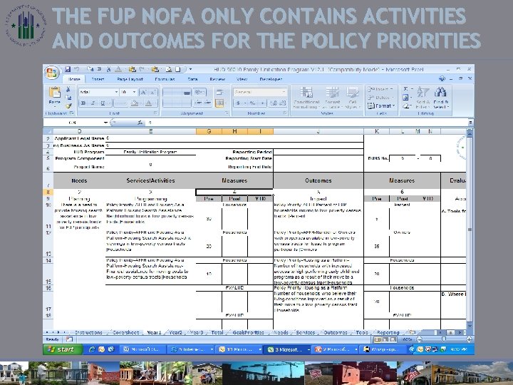 THE FUP NOFA ONLY CONTAINS ACTIVITIES AND OUTCOMES FOR THE POLICY PRIORITIES 