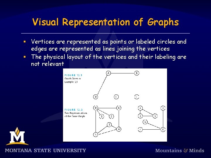 Visual Representation of Graphs § Vertices are represented as points or labeled circles and