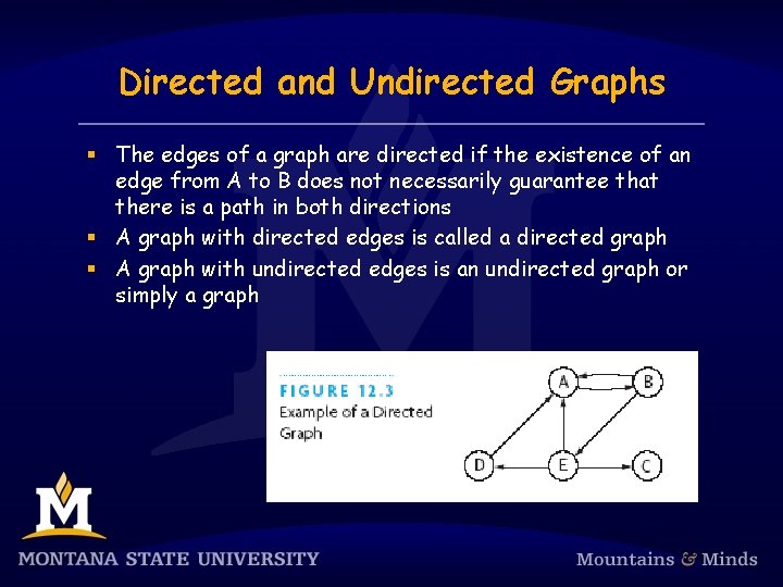 Directed and Undirected Graphs § The edges of a graph are directed if the