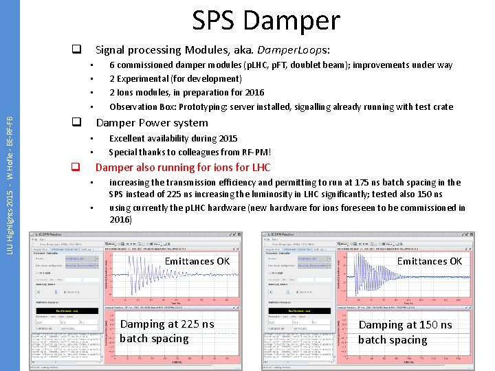 SPS Damper Signal processing Modules, aka. Damper. Loops: q LIU Highlights 2015 - W.