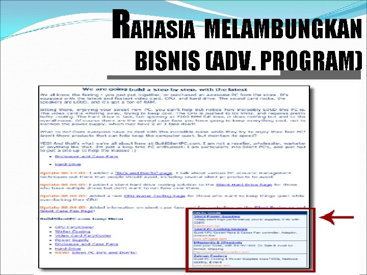 RAHASIA MELAMBUNGKAN BISNIS (ADV. PROGRAM) 