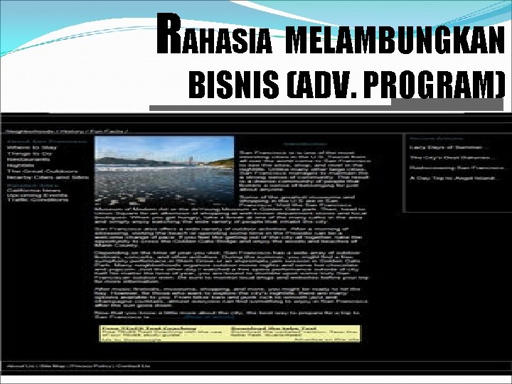 RAHASIA MELAMBUNGKAN BISNIS (ADV. PROGRAM) 