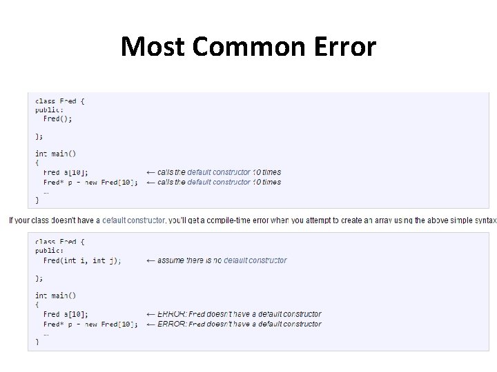 Most Common Error Most Common Error