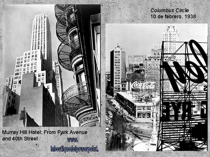 Columbus Circle 10 de febrero, 1938 Murray Hill Hotel; From Park Avenue and 40