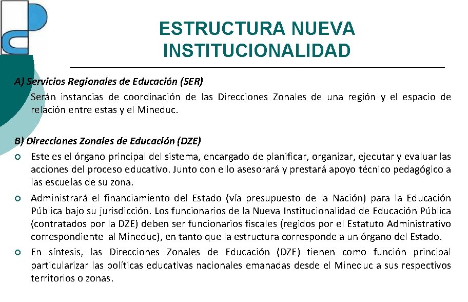 Propuesta de Nueva Institucionalidad de la Educacin Pblica