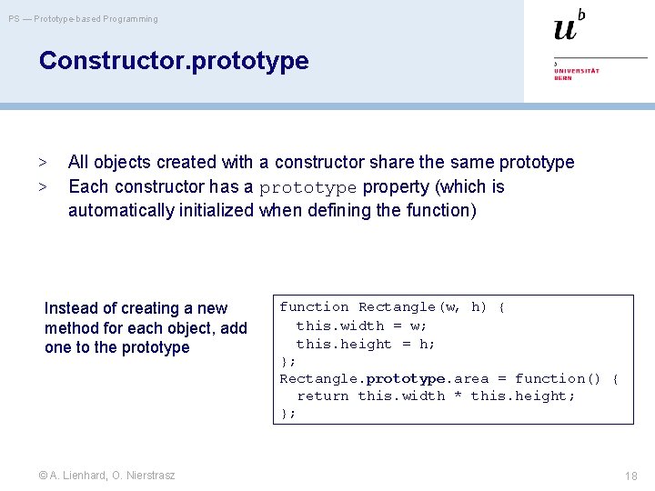 PS — Prototype-based Programming Constructor. prototype > > All objects created with a constructor