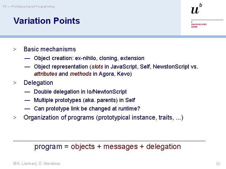 PS — Prototype-based Programming Variation Points > Basic mechanisms — Object creation: ex-nihilo, cloning,