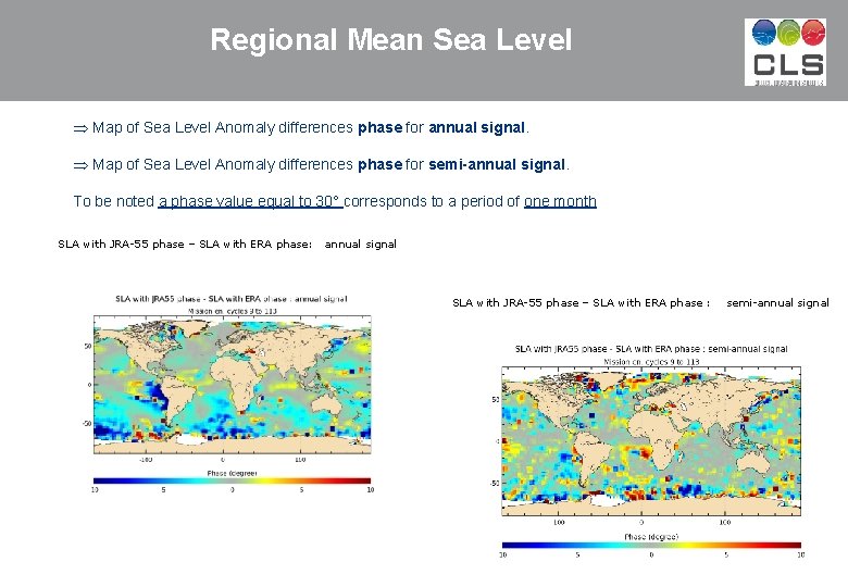 Regional Mean Sea Level Þ Map of Sea Level Anomaly differences phase for annual
