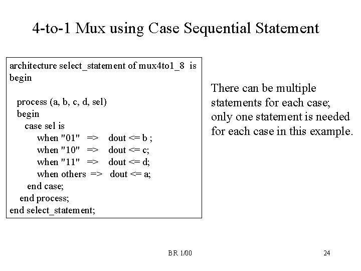 4 -to-1 Mux using Case Sequential Statement architecture select_statement of mux 4 to 1_8