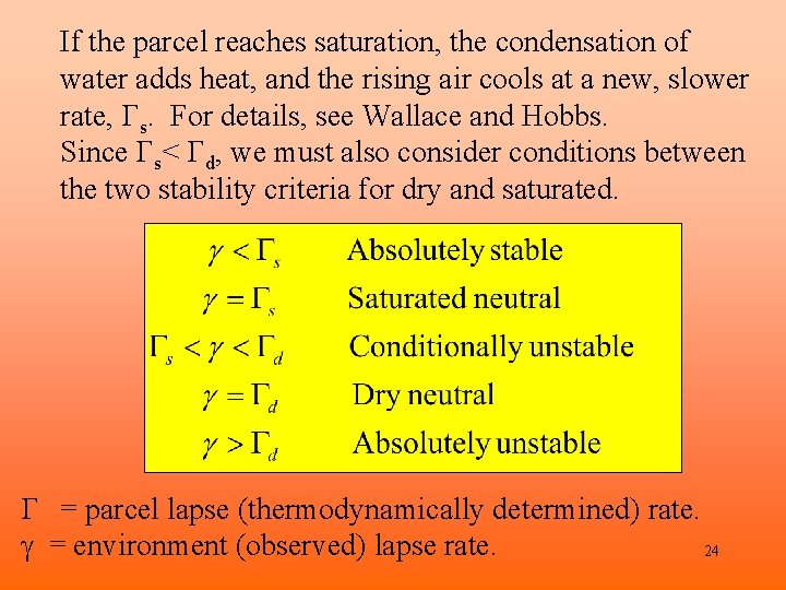 If the parcel reaches saturation, the condensation of water adds heat, and the rising