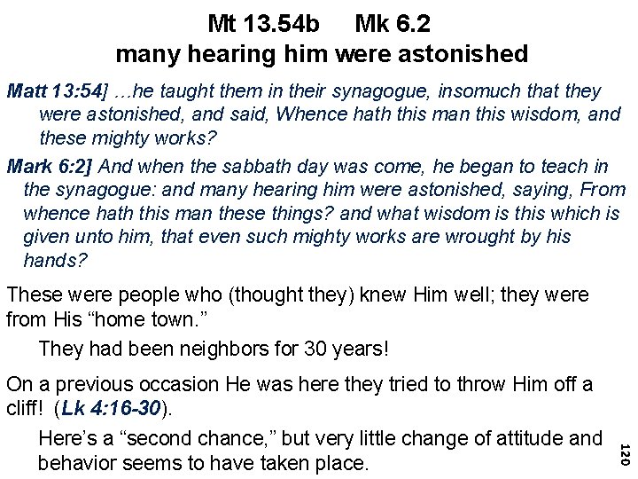 Mt 13. 54 b Mk 6. 2 many hearing him were astonished Matt 13: