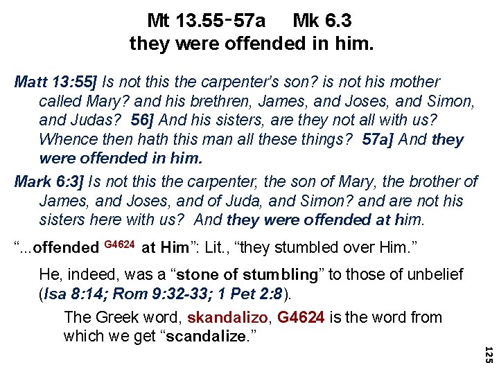 Mt 13. 55‑ 57 a Mk 6. 3 they were offended in him. Matt