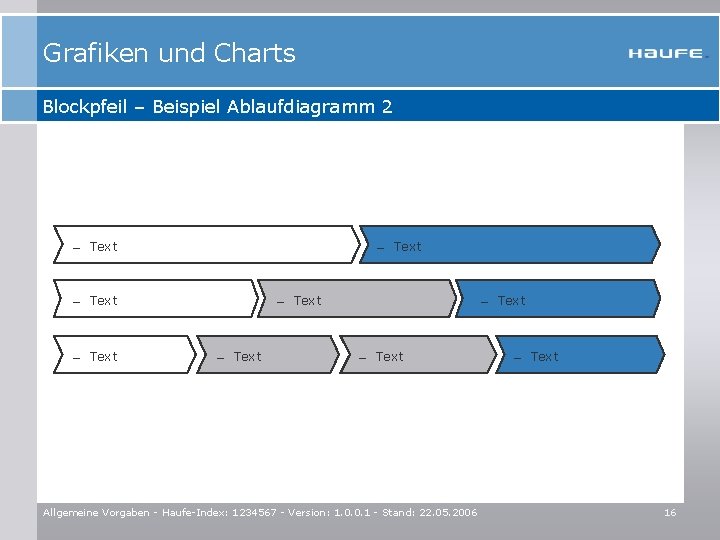 Grafiken und Charts Blockpfeil – Beispiel Ablaufdiagramm 2 – Text – Text Allgemeine Vorgaben