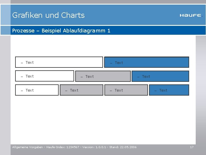 Grafiken und Charts Prozesse – Beispiel Ablaufdiagramm 1 – – Text – Text –