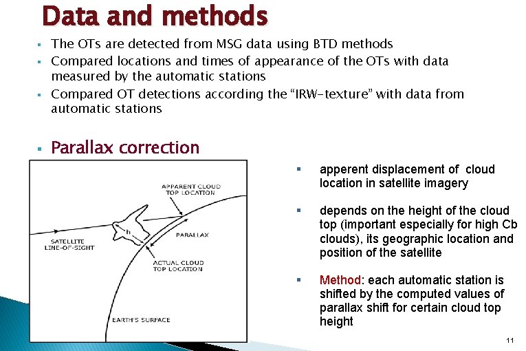 Data and methods § § The OTs are detected from MSG data using BTD