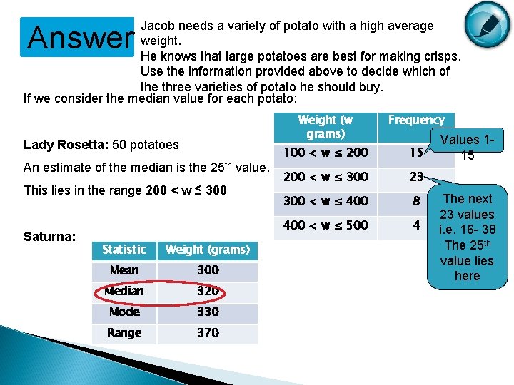 Jacob needs a variety of potato with a high average weight. He knows that